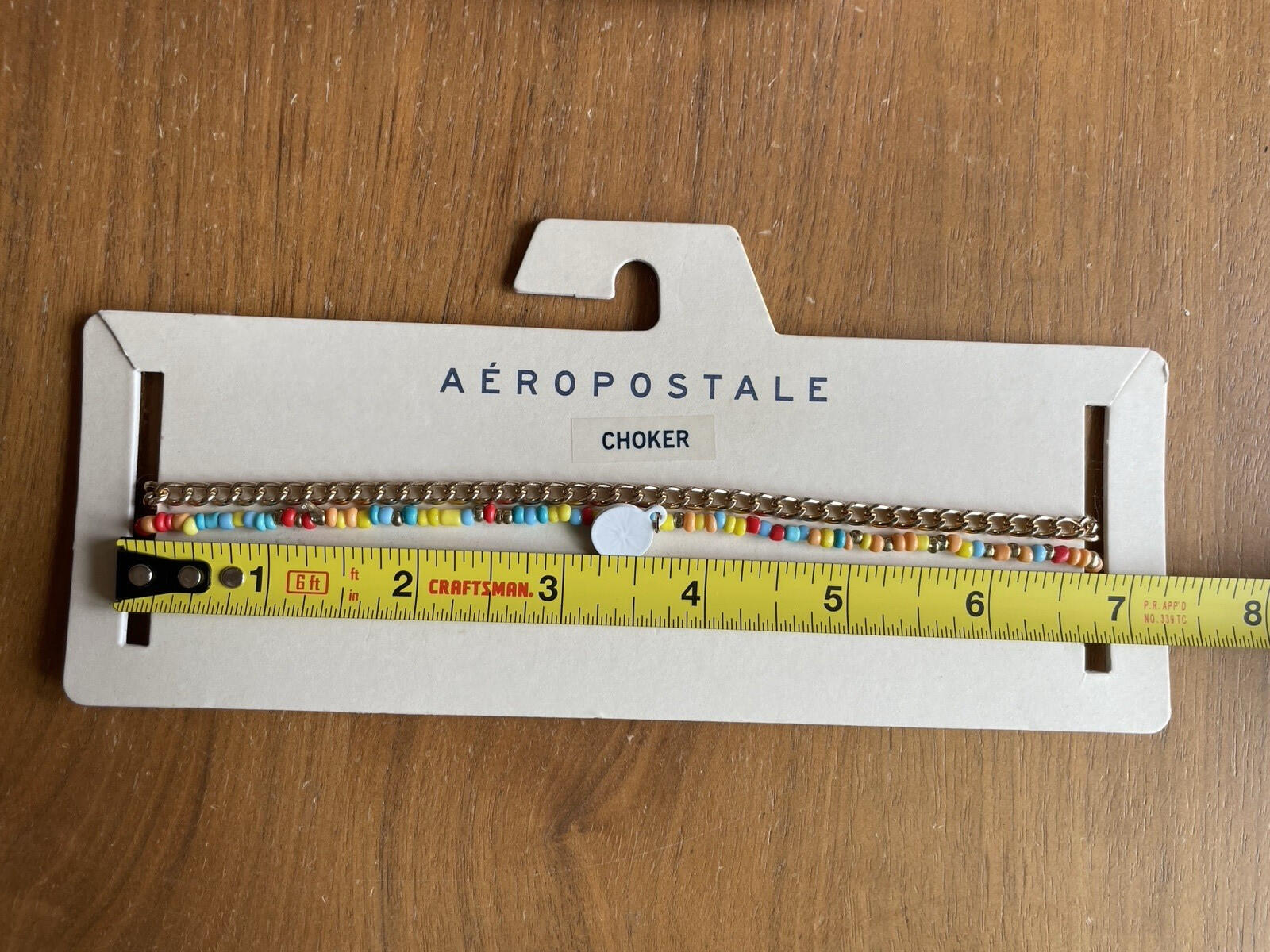 Aeropostale Choker Set Of 2 Gold Tone Chain & Smiley Face Happy Beaded Necklace - Image 4