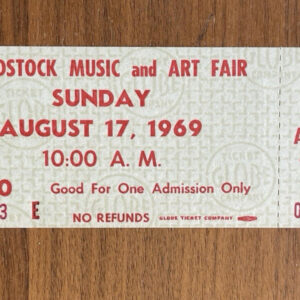 Woodstock Music And Art Fair Ticket Sunday August 17 1969 Vintage Ticket
