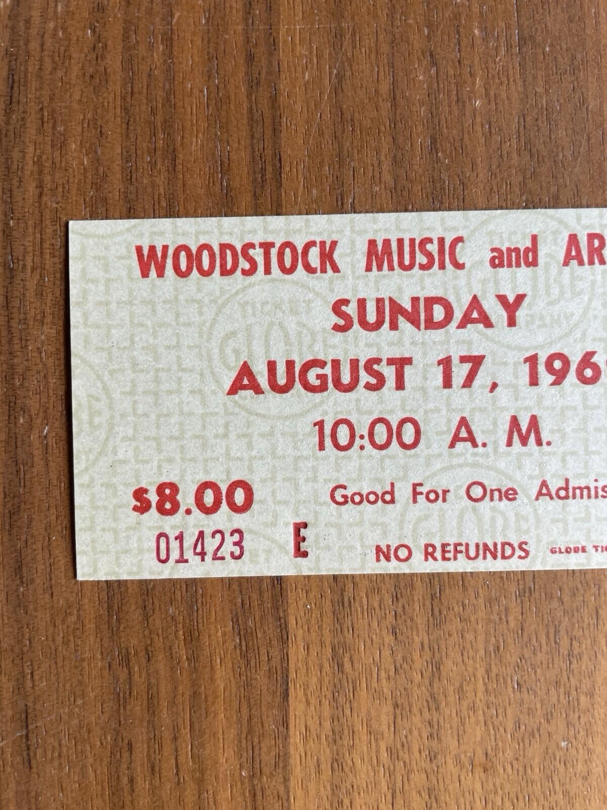 Woodstock Music And Art Fair Ticket Sunday August 17 1969 Vintage Ticket - Image 2