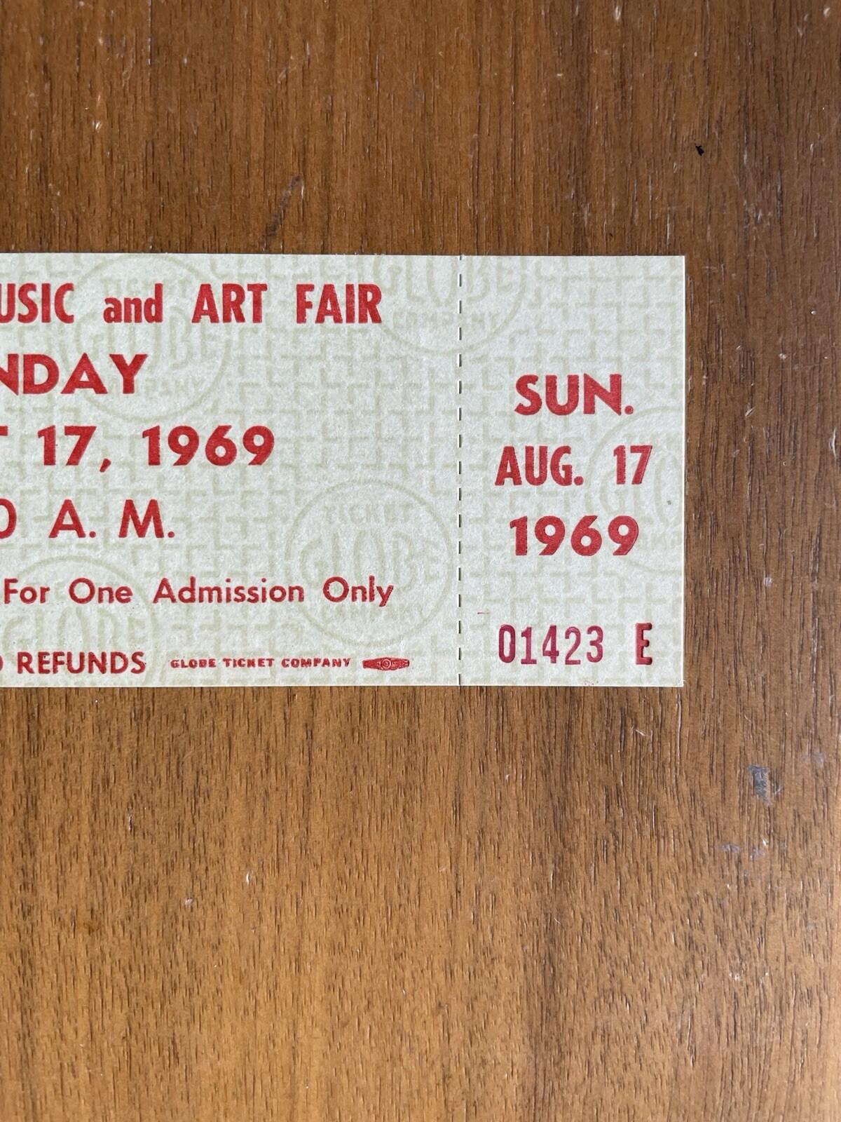 Woodstock Music And Art Fair Ticket Sunday August 17 1969 Vintage Ticket - Image 3