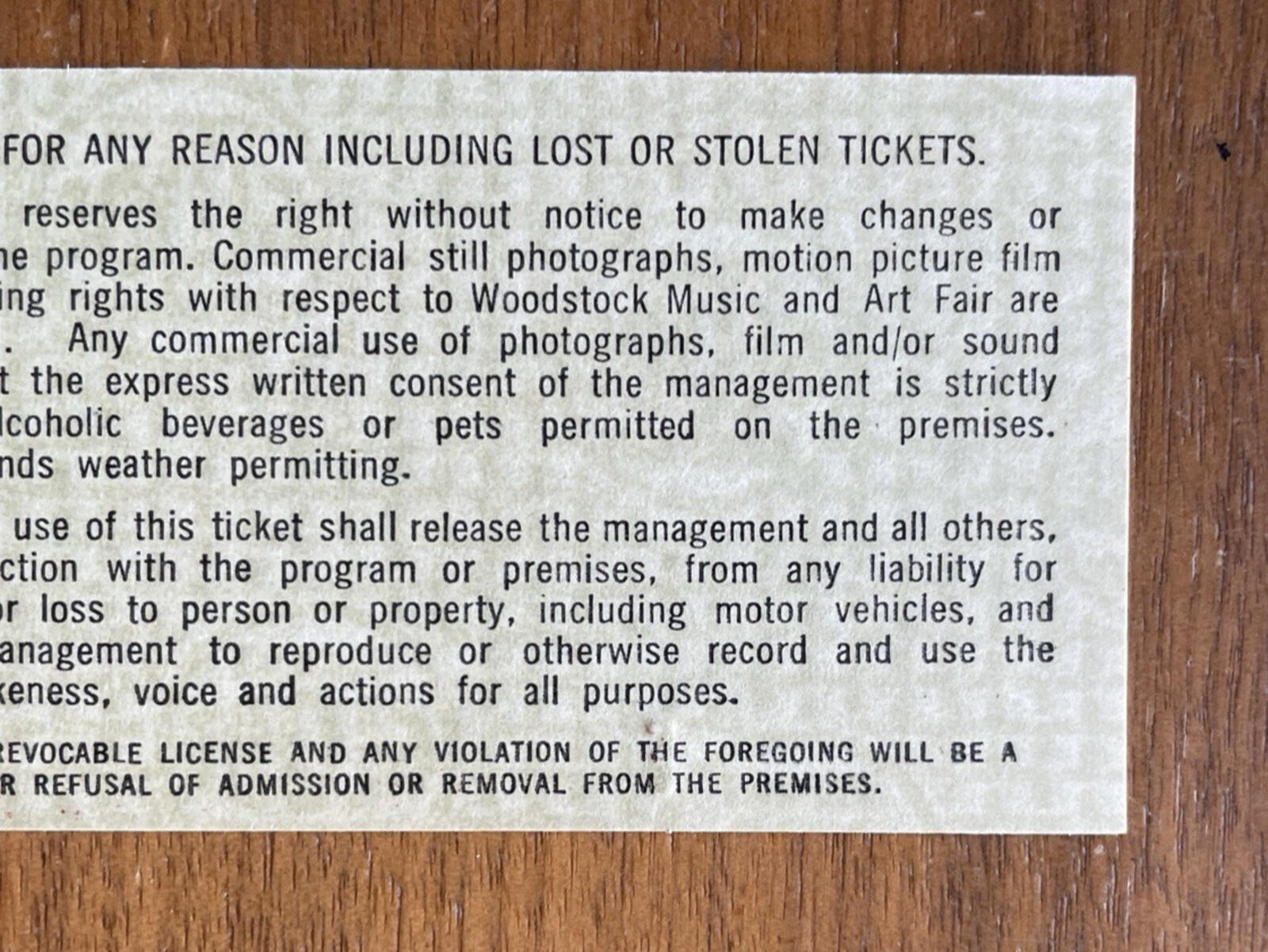 Woodstock Music And Art Fair Ticket Sunday August 17 1969 Vintage Ticket - Image 5