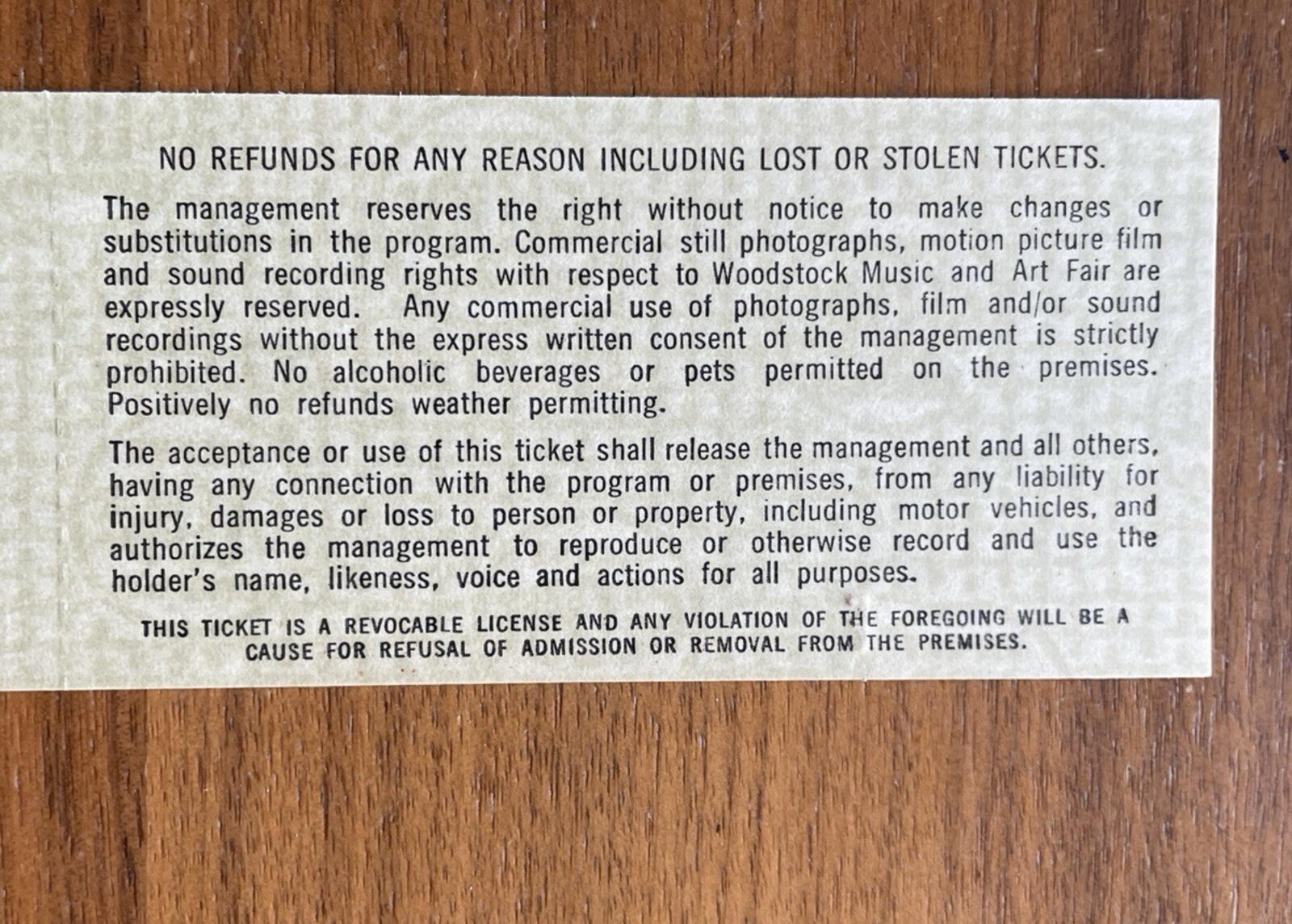 Woodstock Music And Art Fair Ticket Sunday August 17 1969 Vintage Ticket - Image 6