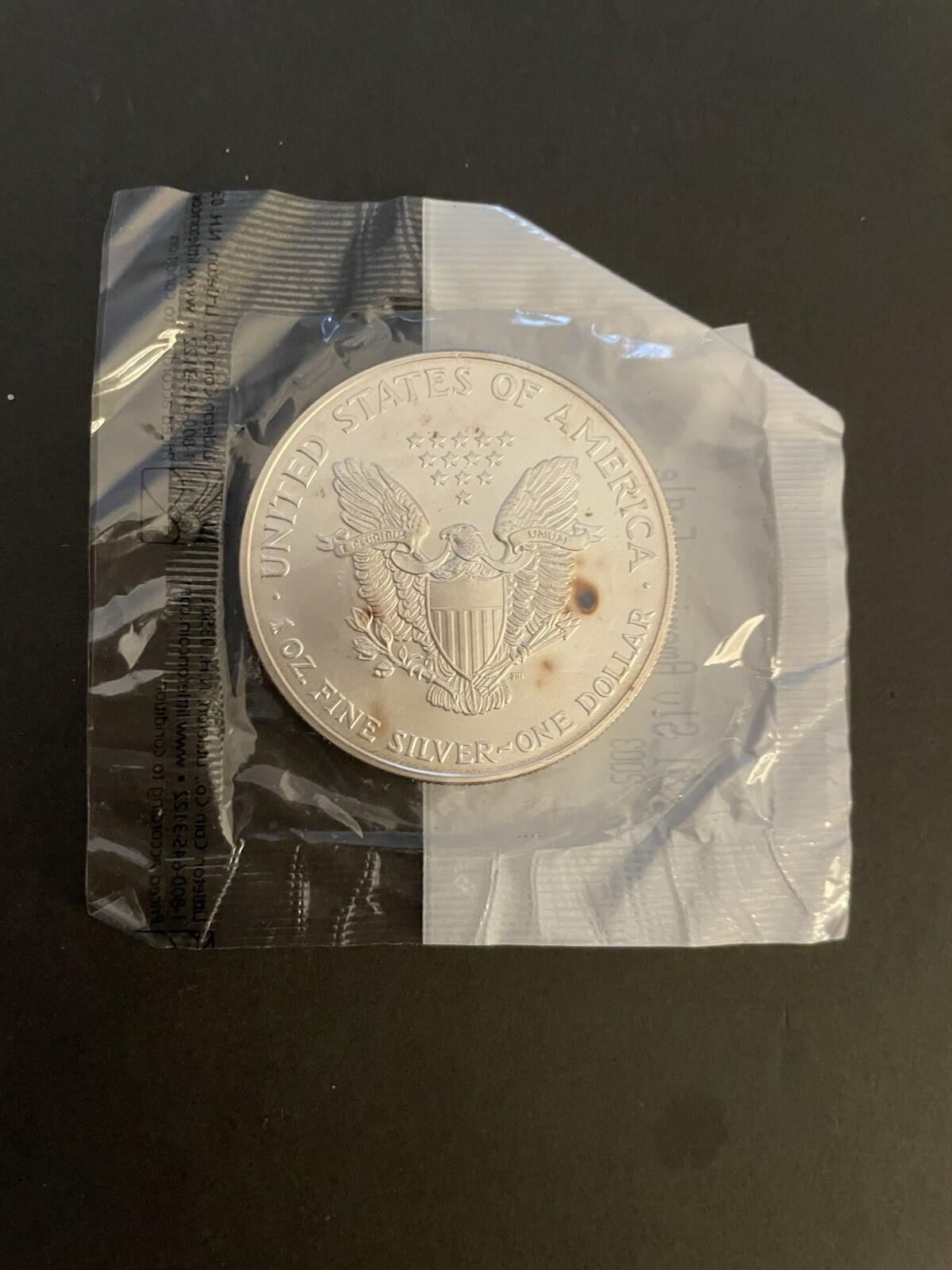 2003 Silver American Eagle Uncirculated Original Cellophane Wrapper 1oz Coin