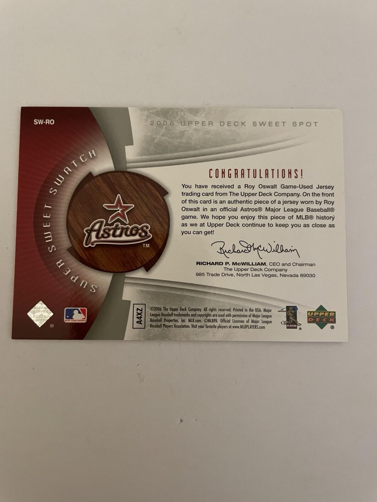 2006 Upper Deck Super Sweet Swatch Roy Oswalt #SW-RO /299 (MEM) Baseball Card - Image 4