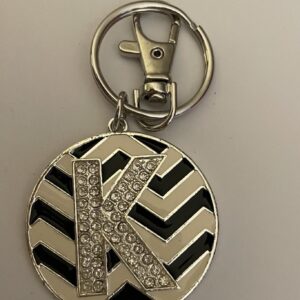 Black And White Rhinestone Initial K Keychain Key Chain