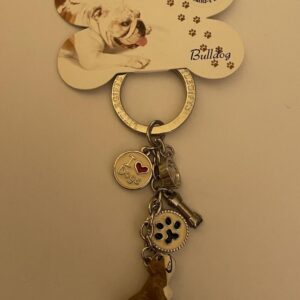 Bulldog I Love Dogs Keychain Key Chain With Charms Dog Dish I Love Dogs Dog Bone