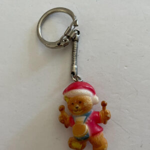 Christmas Teddy Bear In Santa Suit Drummer Keychain Key Chain