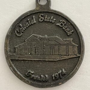 Colonial State Bank Charm Pendant Keychain Key Chain Founded 1974