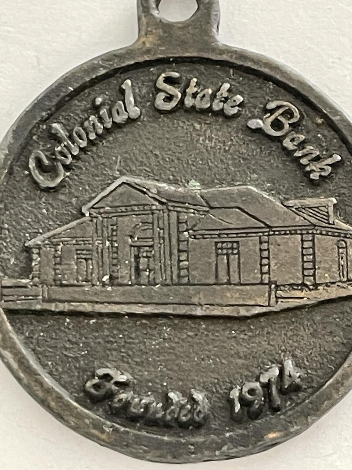 Colonial State Bank Charm Pendant Keychain Key Chain Founded 1974 - Image 2