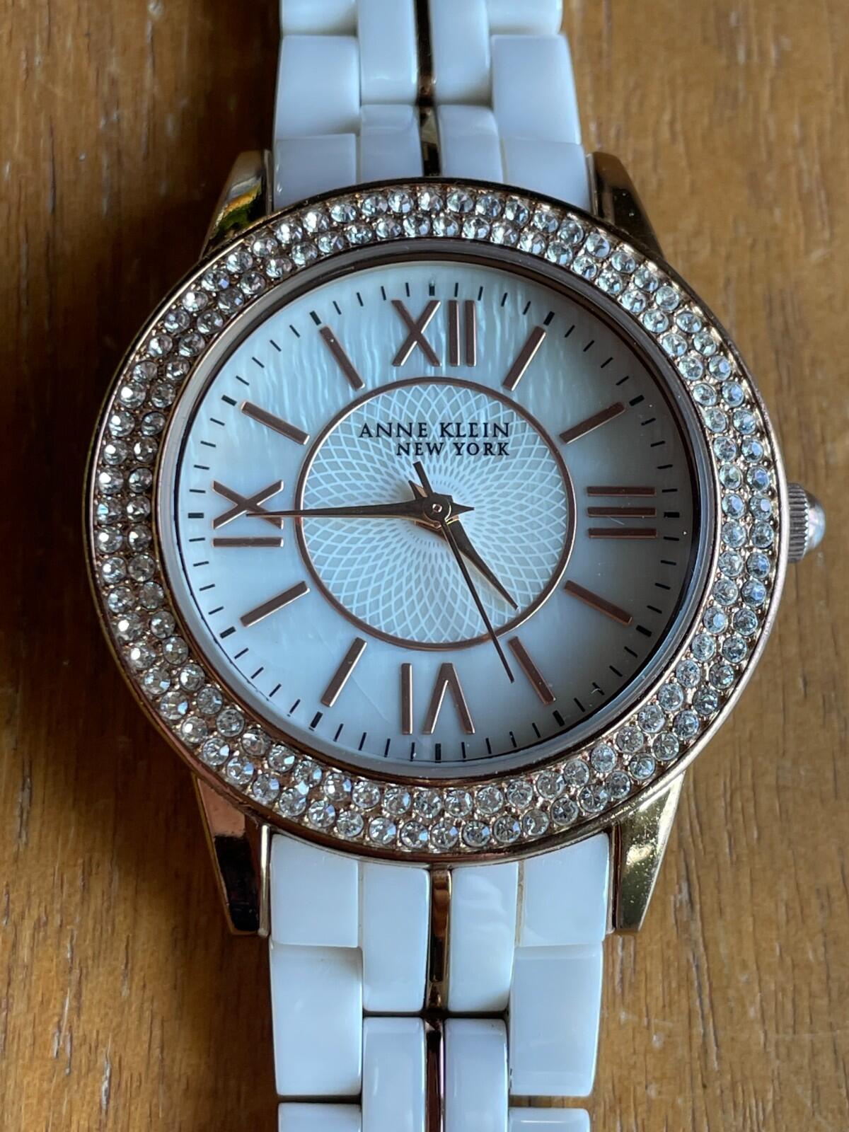 Anne Klein Rhinestones Watch White Metal Watch Womens Watch - Image 2