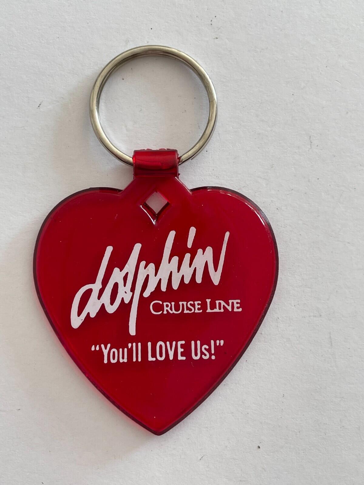 Dolphin Cruise Line Red Heart Key Chain Keychain "You'll Love Us!"