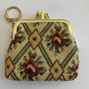 Floral Carpet Bag Coin Purse Keychain Key Chain