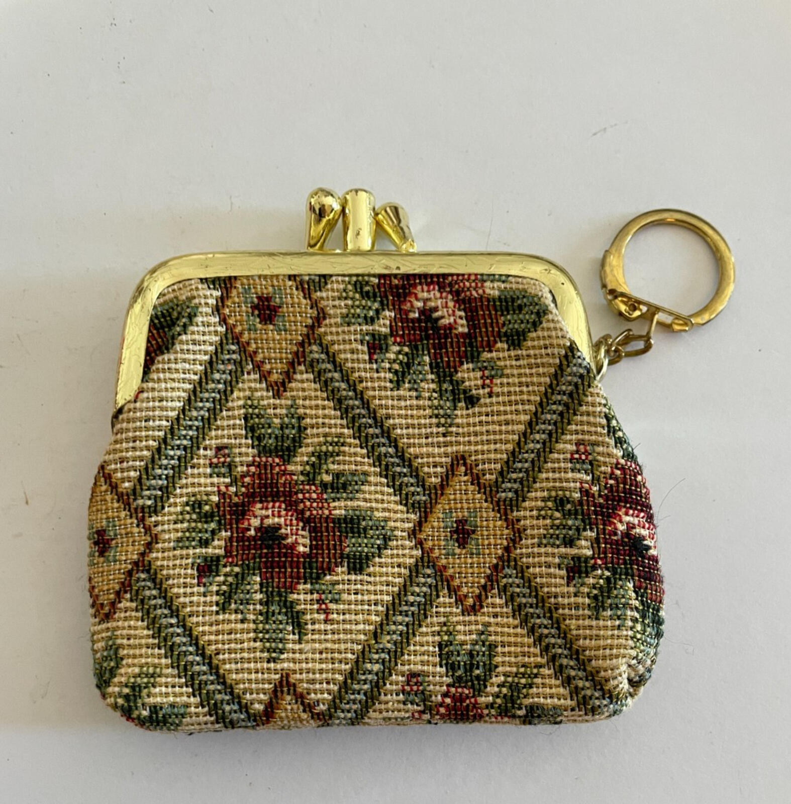 Floral Carpet Bag Coin Purse Keychain Key Chain - Image 2