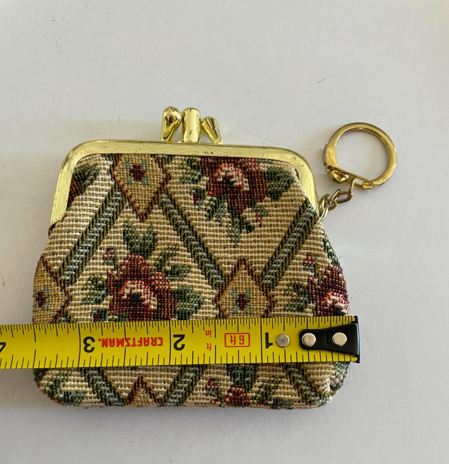 Floral Carpet Bag Coin Purse Keychain Key Chain - Image 5