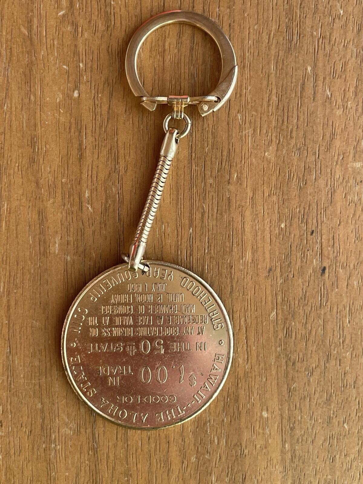 Hawaii The 50th State Souvenir Coin $1 Dollar Trade Keychain Key Chain - Image 4