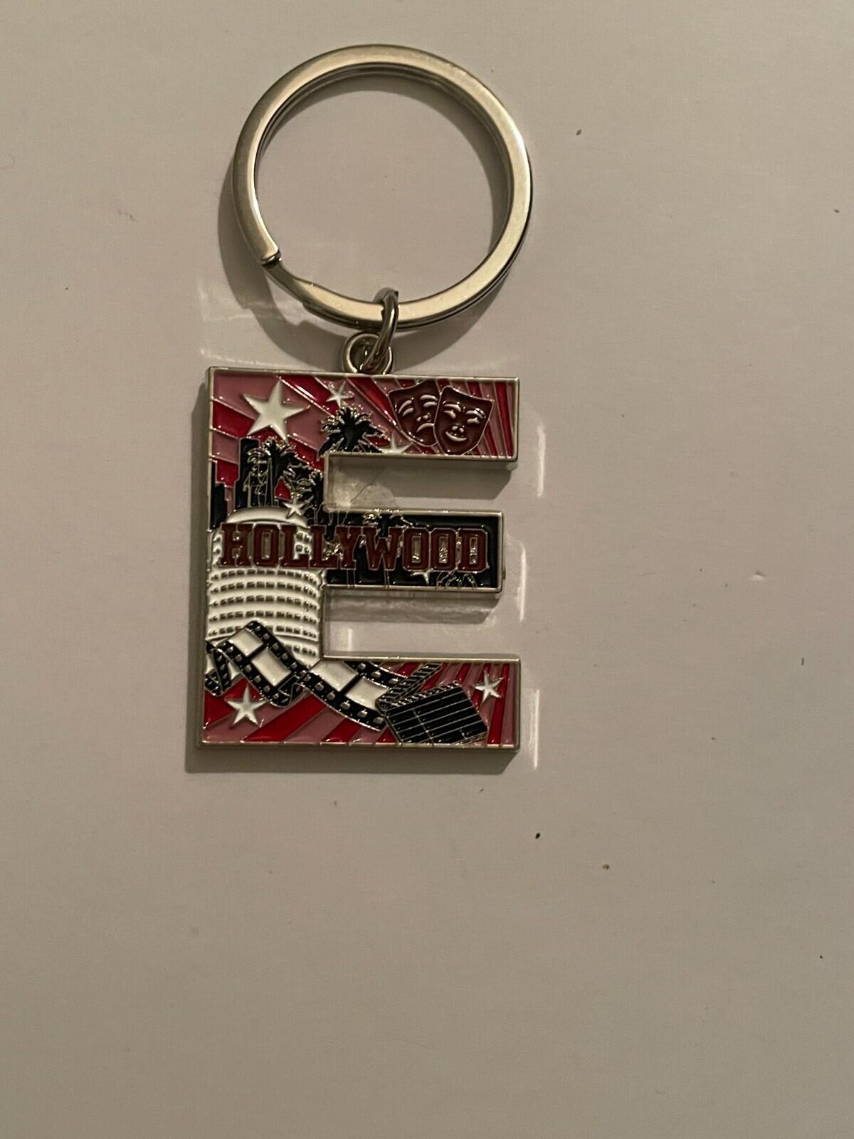 Hollywood California Initial E Keychain Key Chain