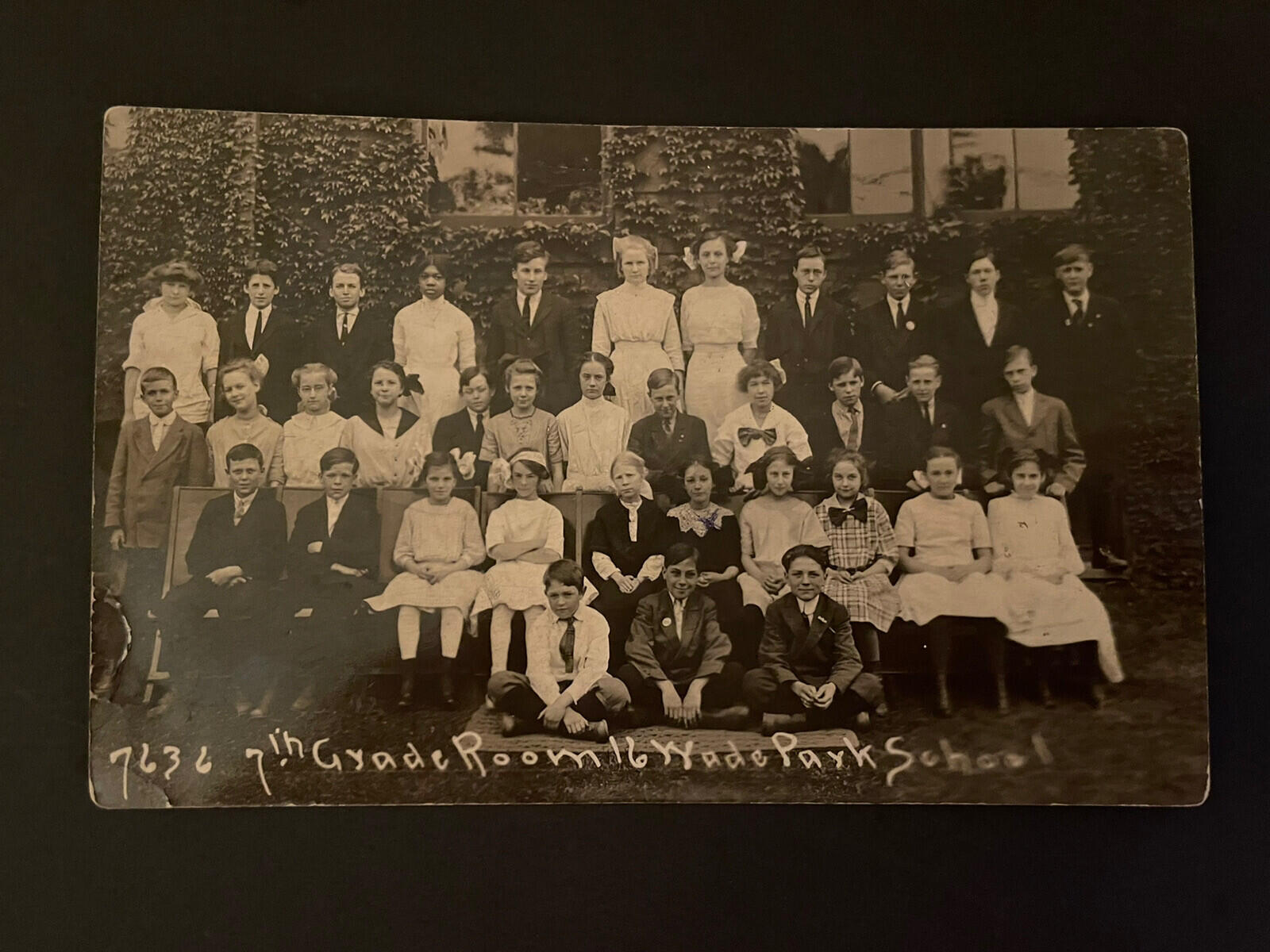 7th Grade Room 16 Wade Park School RPPC Real Photo Postcard