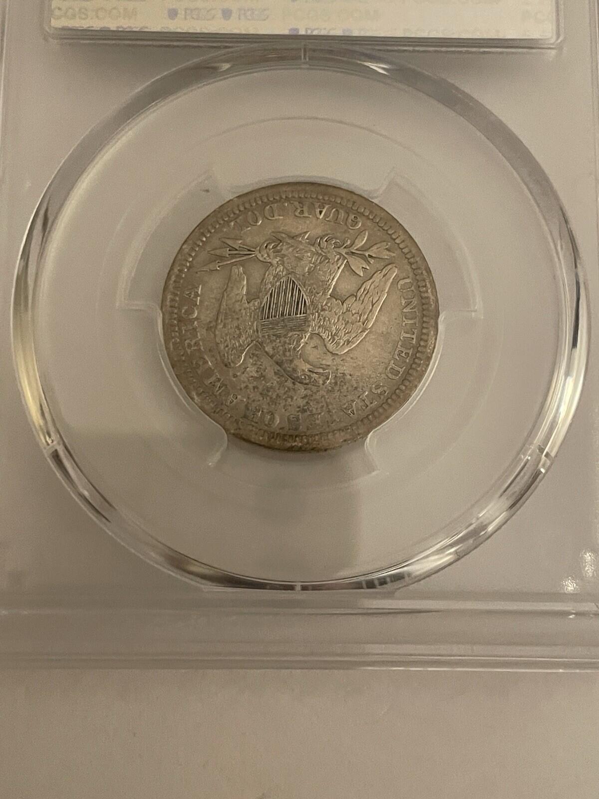 1843 25c Seated Liberty Coin PCGS Harshly Cleaned VF Detail Graded Coin - Image 4