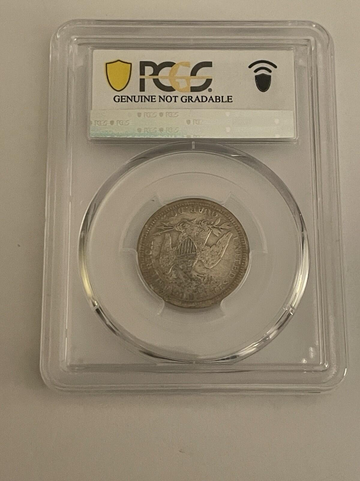 1843 25c Seated Liberty Coin PCGS Harshly Cleaned VF Detail Graded Coin - Image 5