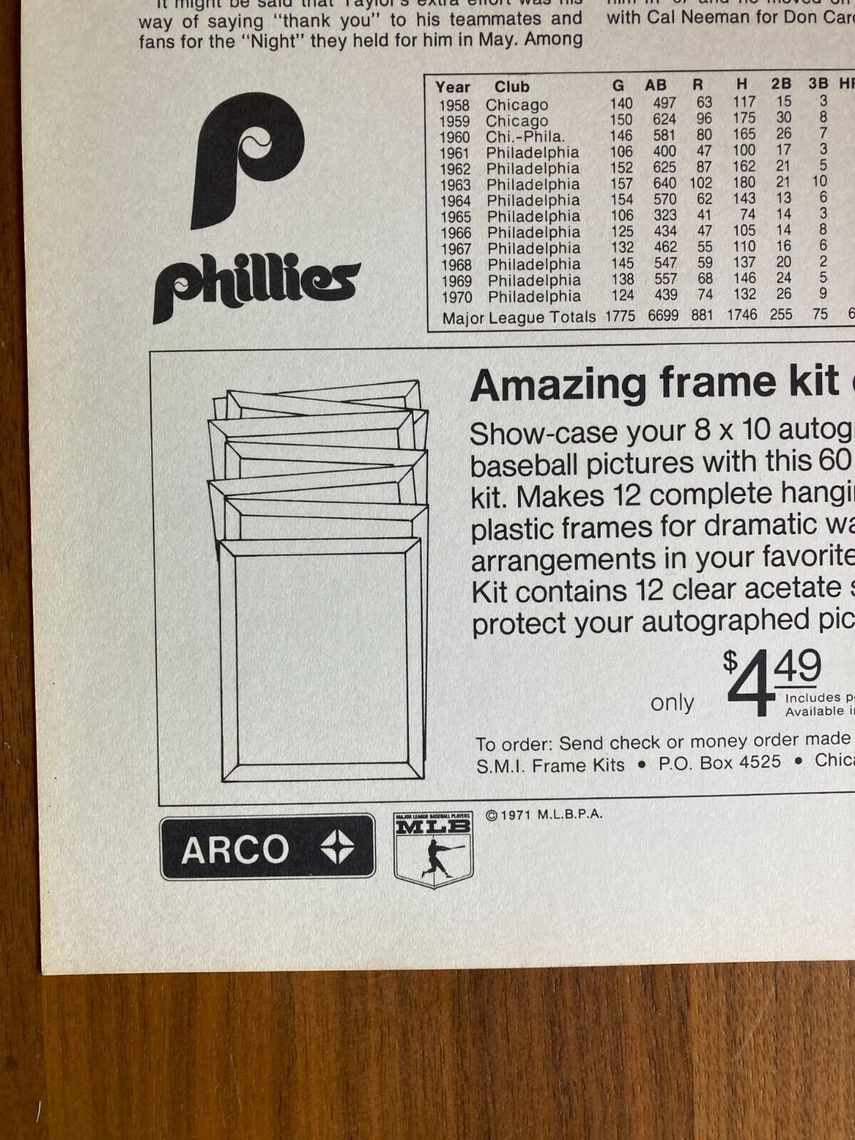 Arco Tony Taylor Philadelphia Phillies Baseball Photo 1971 - Image 3