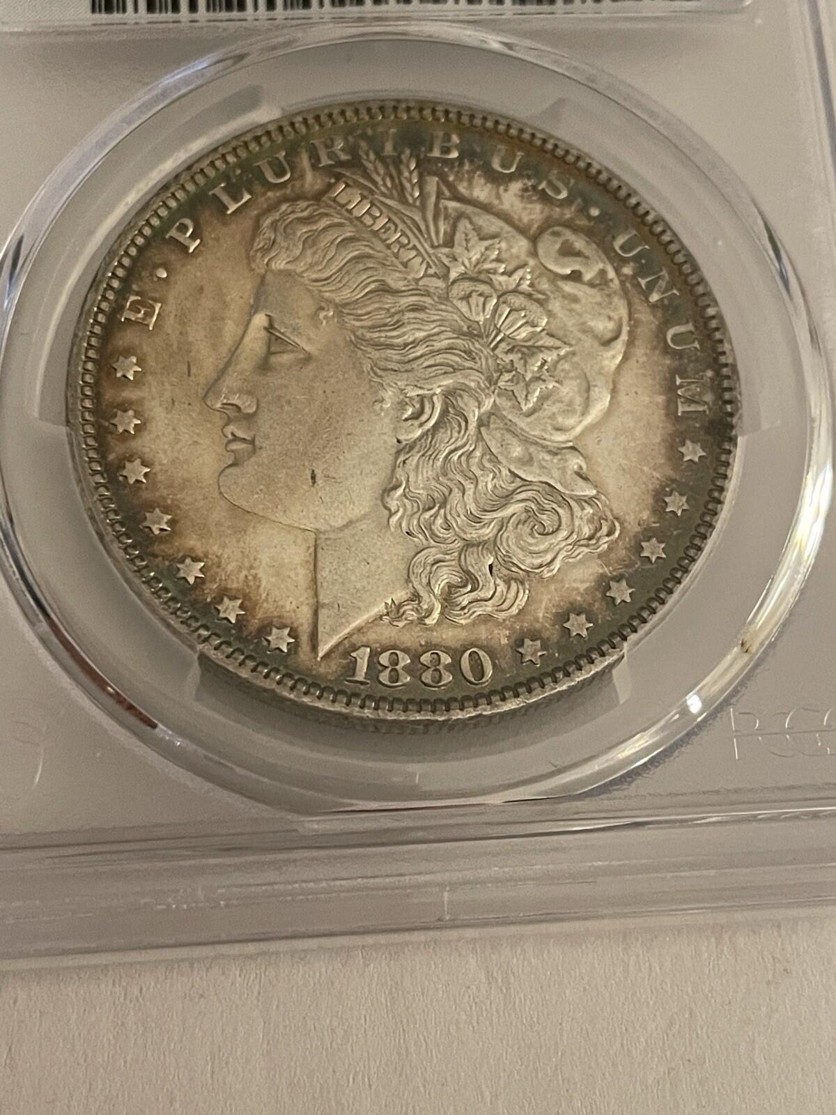 1880-O Morgan Silver Dollar $1 PCGS Cleaned-AU Detail Graded Coin - Image 2