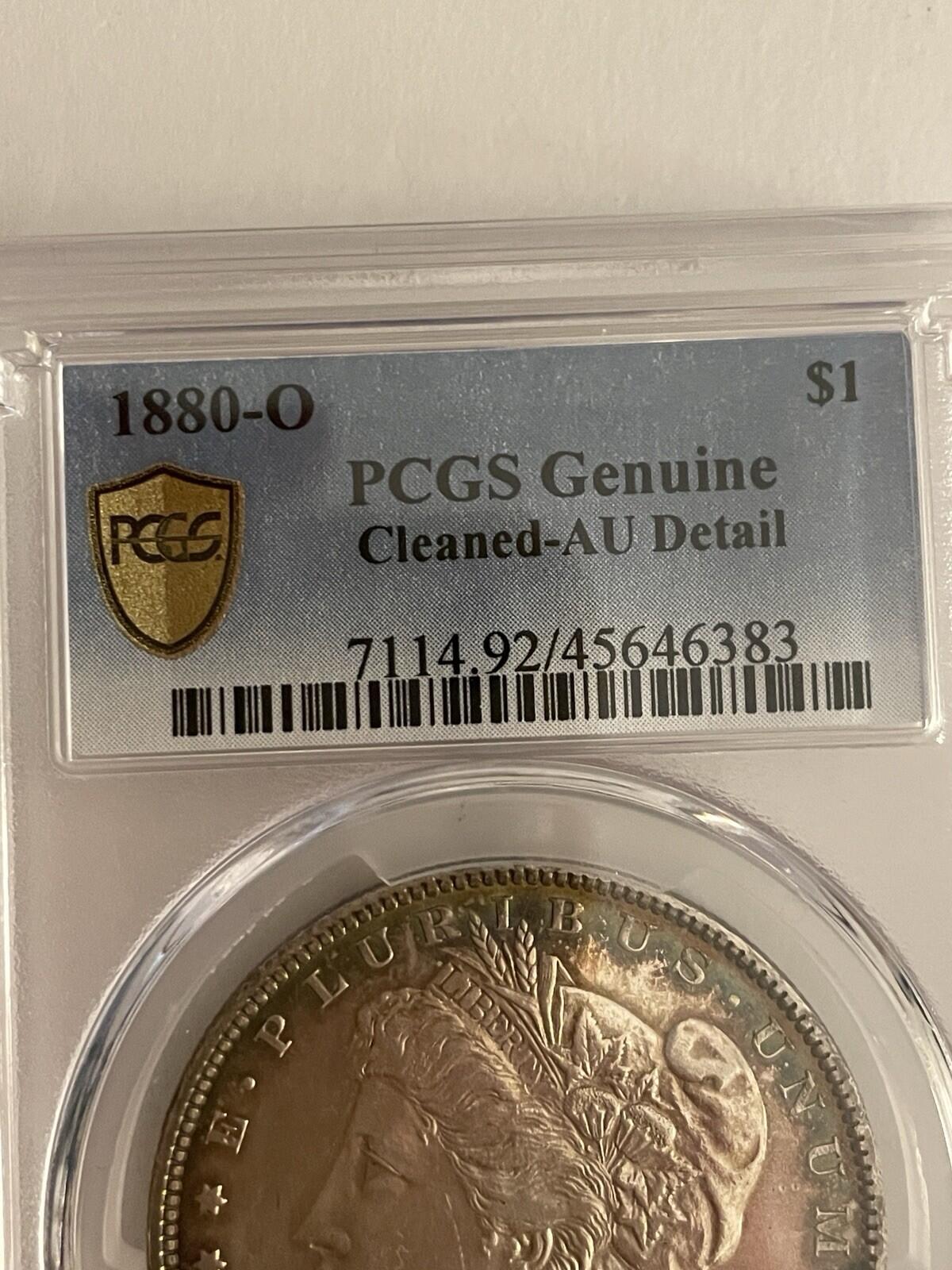 1880-O Morgan Silver Dollar $1 PCGS Cleaned-AU Detail Graded Coin - Image 3