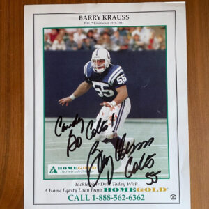 Barry Krauss Photo NFL Football Colts Signed Photo Autographed