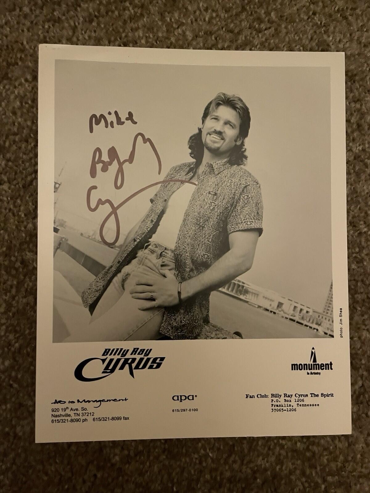 Billy Ray Cyrus Photo Country Musician Autographed 8x10 Photo Auto Signed Photo