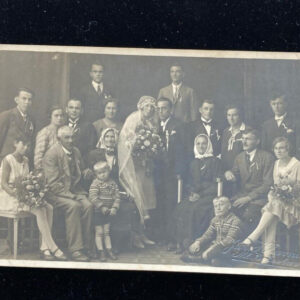 Bride & Groom Photograph With Wedding Party Photo RPPC Postcard