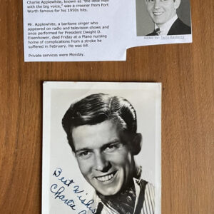 Charlie Applewhite Photo Singer Autographed Photo Signed Best Wishes