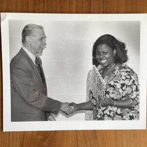 Chaundra Mohammed Receives Gift Weston High School Principal MacDonald Photo