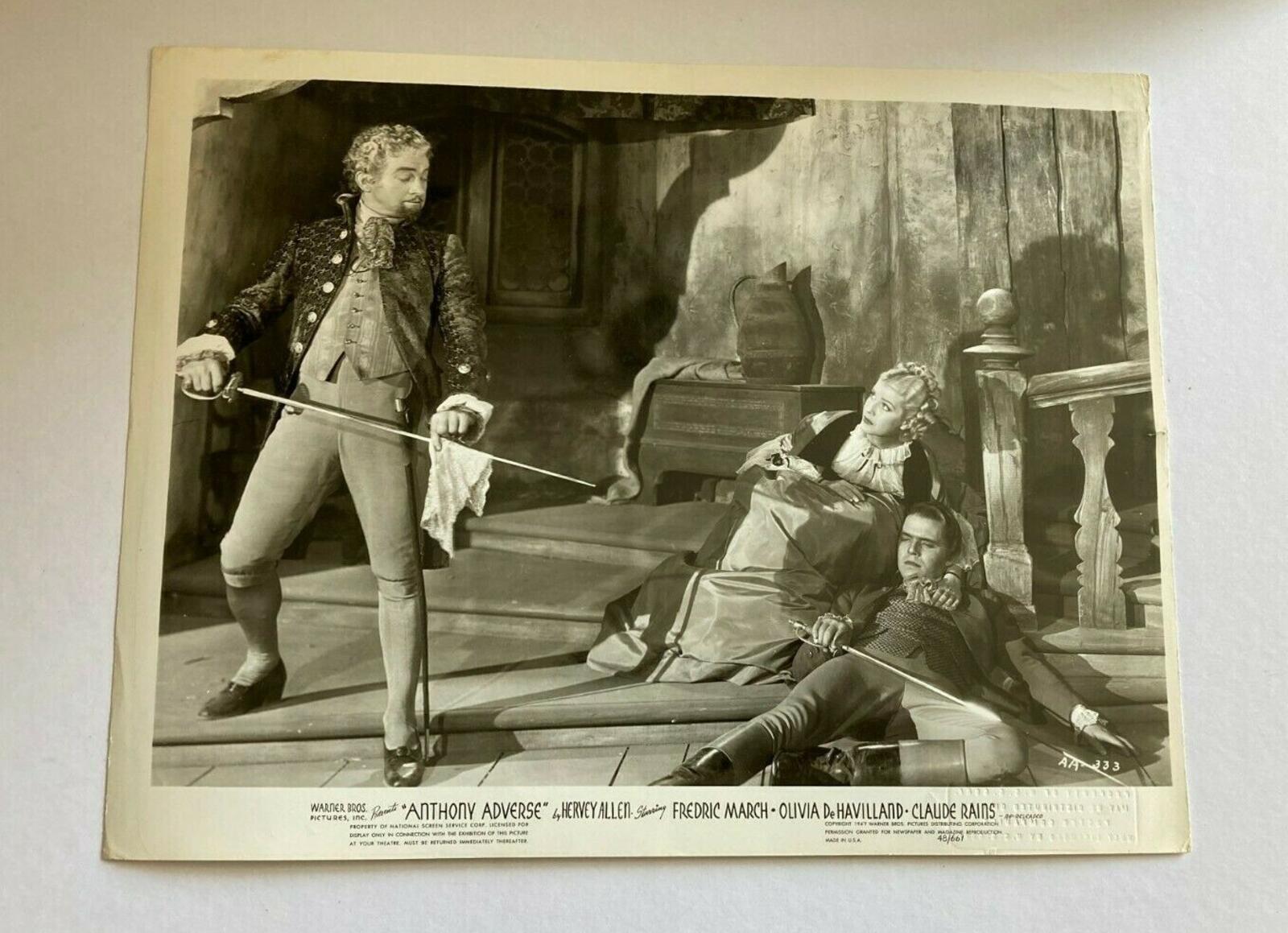 Claude Raines Photo Olivia DeHavilland Anthony Adverse Movie Photo Sword Fight