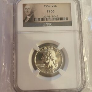 1959 Washington Quarter 25C NGC Graded Coin PF66