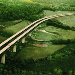 Aerial View Twin Bridges Cuyahoga River Valley Ohio Postcard Uposted