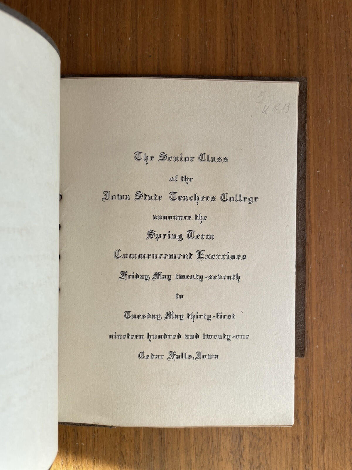 1921 Iowa State Teachers College Commencement Exercises Leather Bound - Image 5