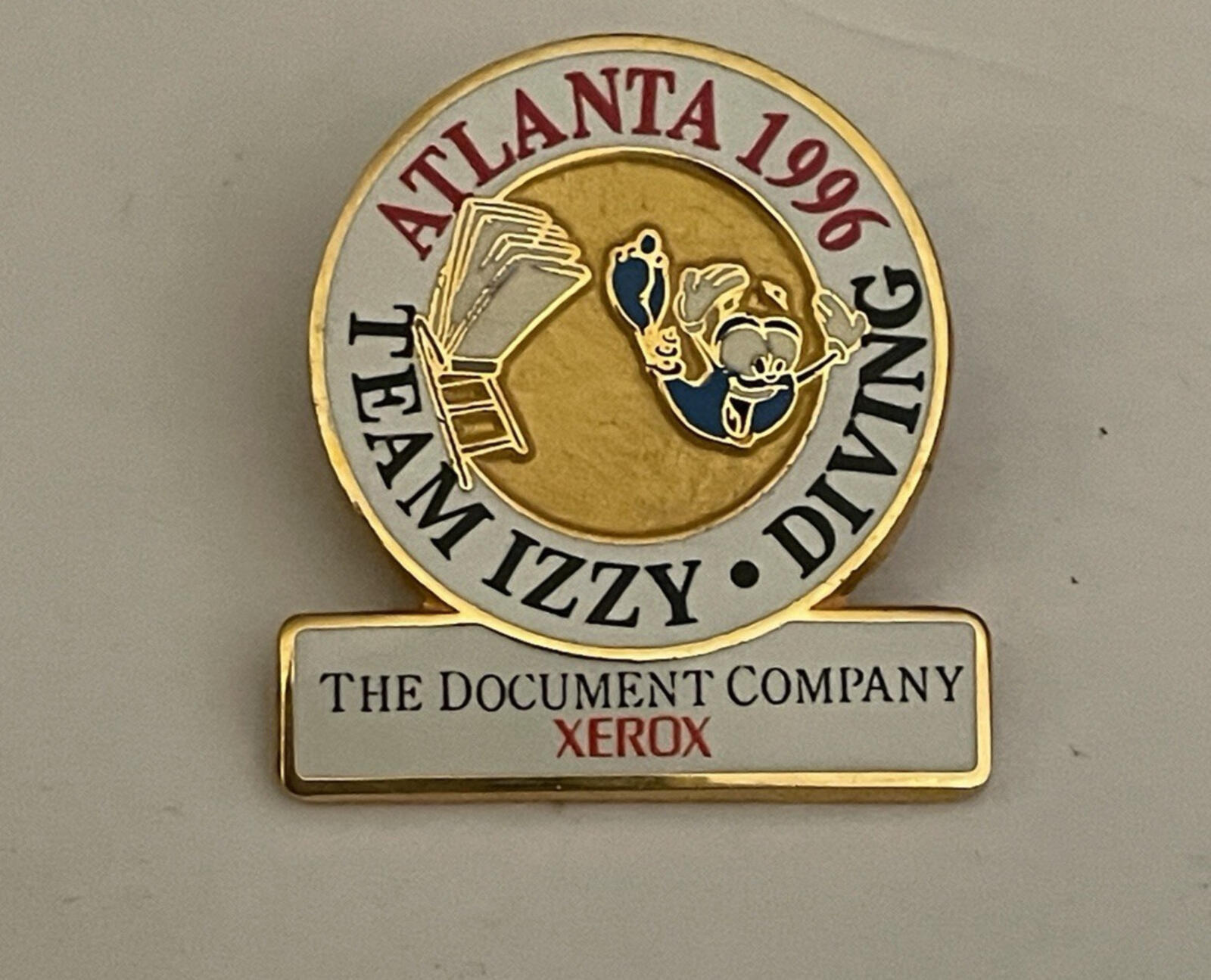 Team Izzy Diving Olympics Pin Atlanta 1996 Olympic Mascot Pin XEROX Sponsor Pin
