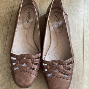 LifeStride Womens Diverse Flat Dark Tan Shoes Size 11 Wide US