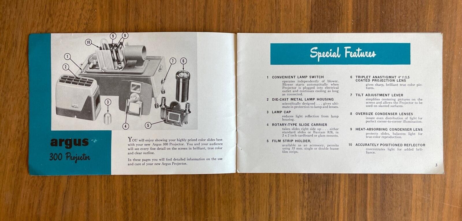 Argus 300 Projector Booklet Vintage - Image 2