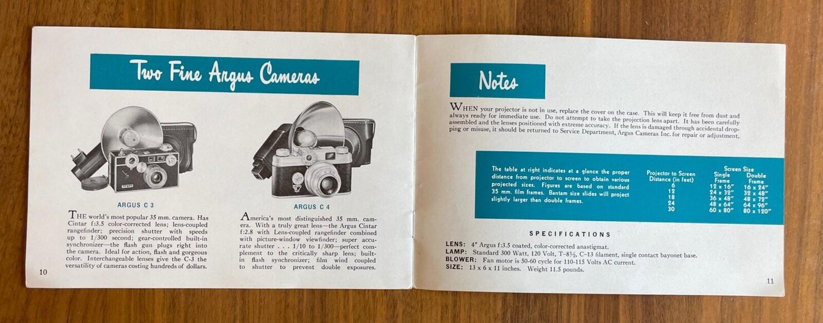 Argus 300 Projector Booklet Vintage - Image 3