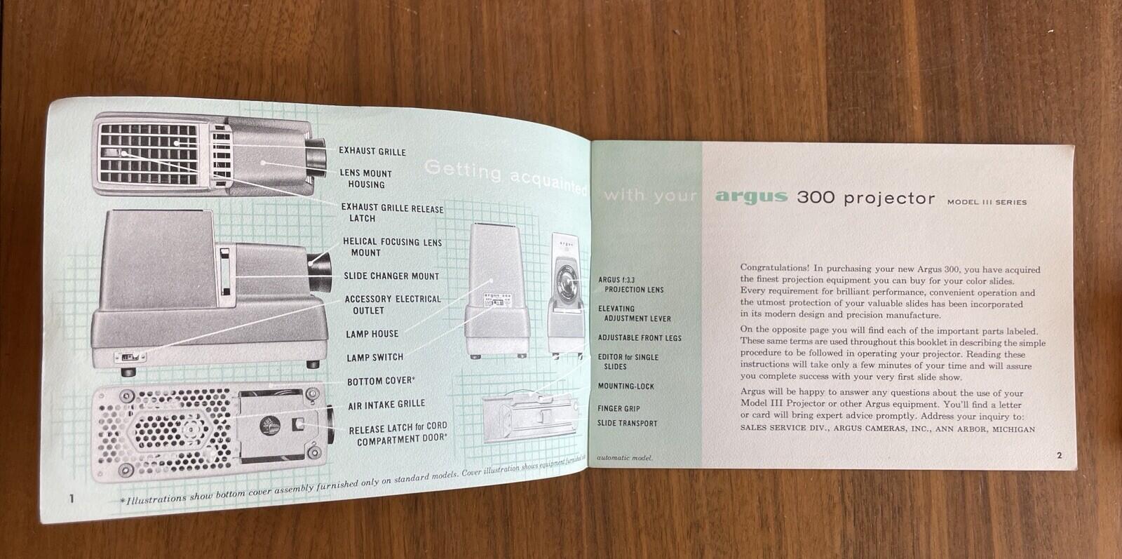 Argus 300 Projectors Model III Series Booklet Vintage - Image 2