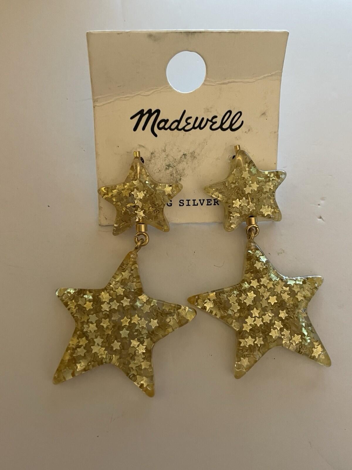 Madewell Sparkling Sparkle Glitter Star Dangle Earrings