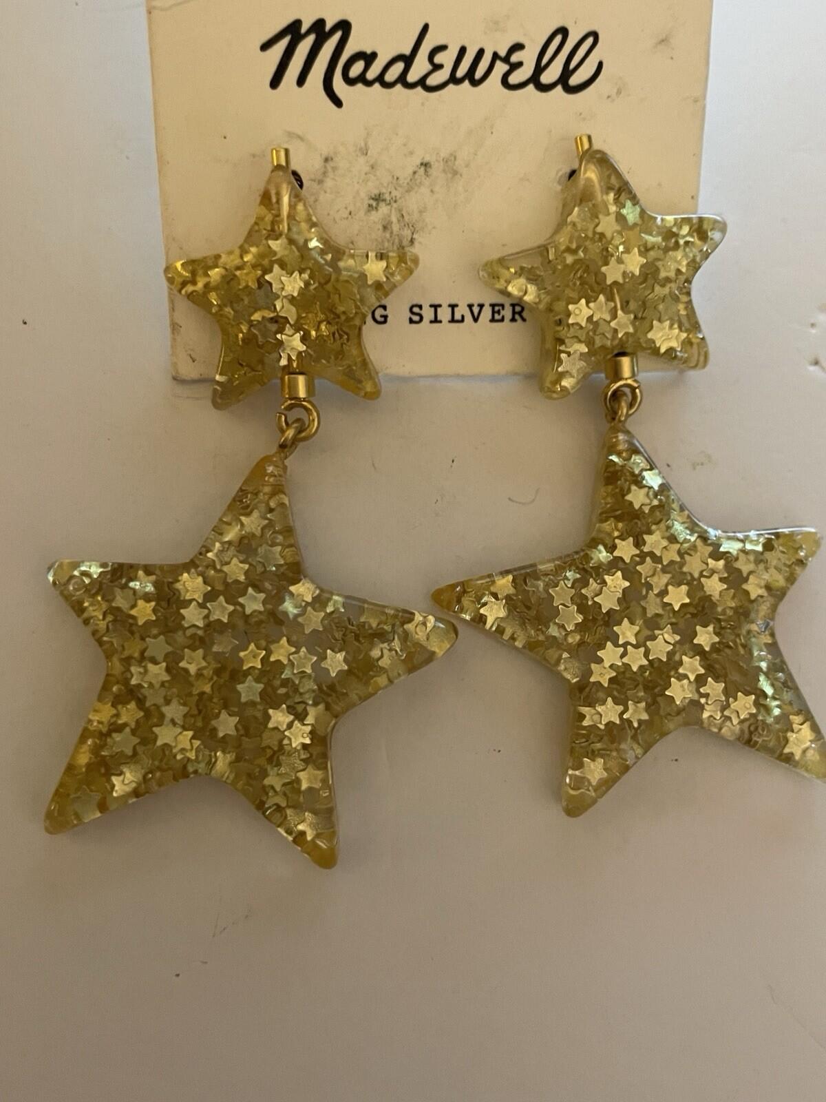 Madewell Sparkling Sparkle Glitter Star Dangle Earrings - Image 2