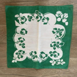 Green & White Floral Handkerchief Vintage Ladies Hankie Floral Flowers Hankie