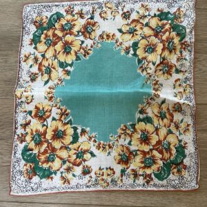 Floral Handkerchief Vintage Ladies Hankie Yellow Flowers Hankie Floral