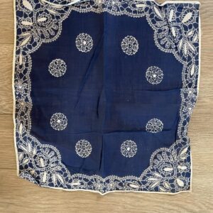 Blue Handkerchief Vintage Ladies Hankie Blue With White Design Hankie