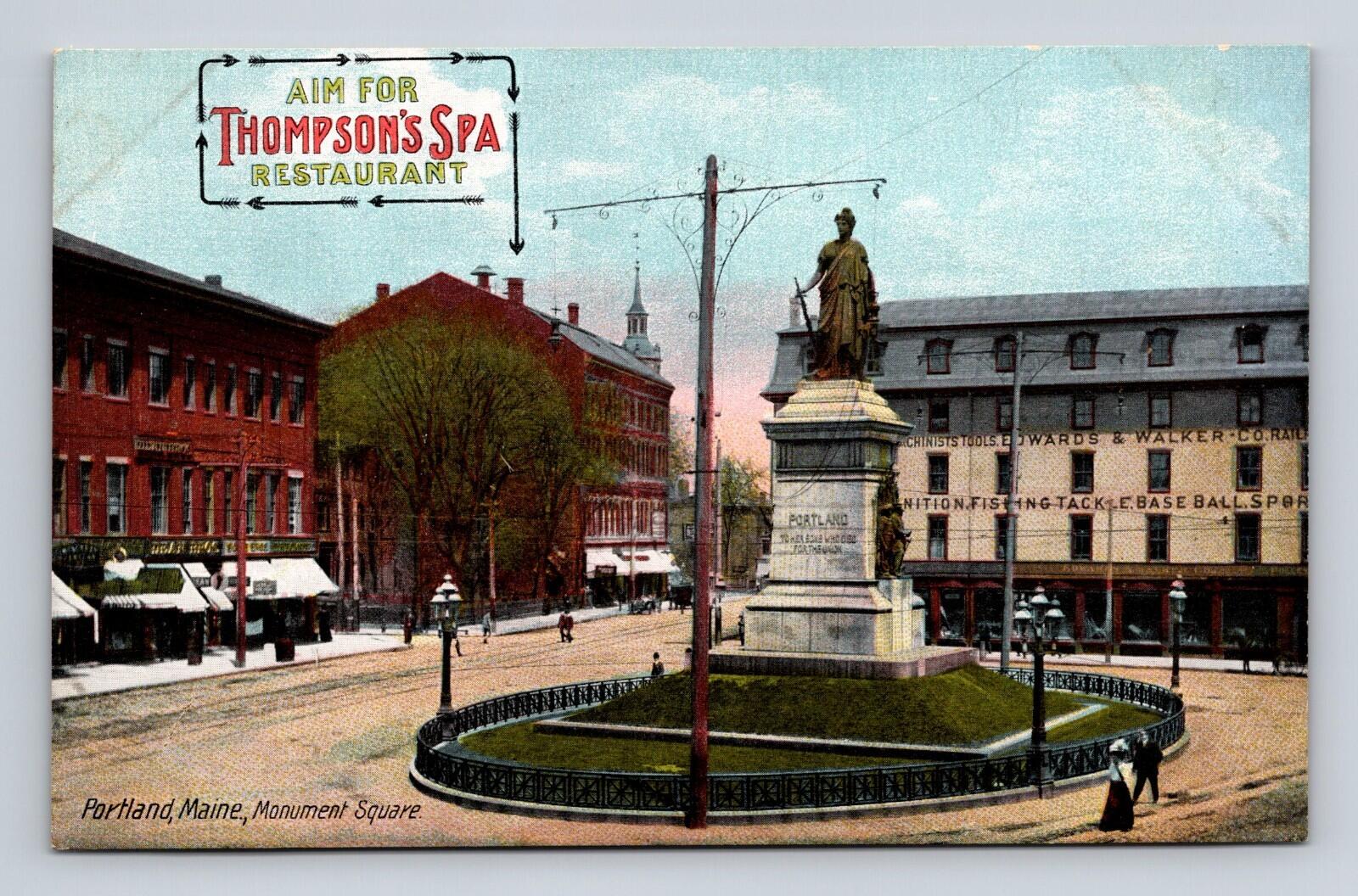 Aim For Thompson's Spa Restaurant Portland Maine Postcard
