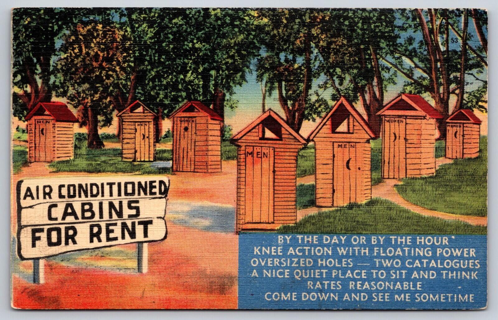 Air Conditioned Cabins For Rent Postcard Outhouses Postcard