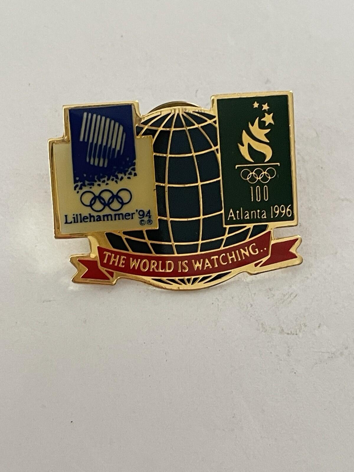 The World Is Watching Lillehammer ‘94 Atlanta ‘96 Olympics Pin