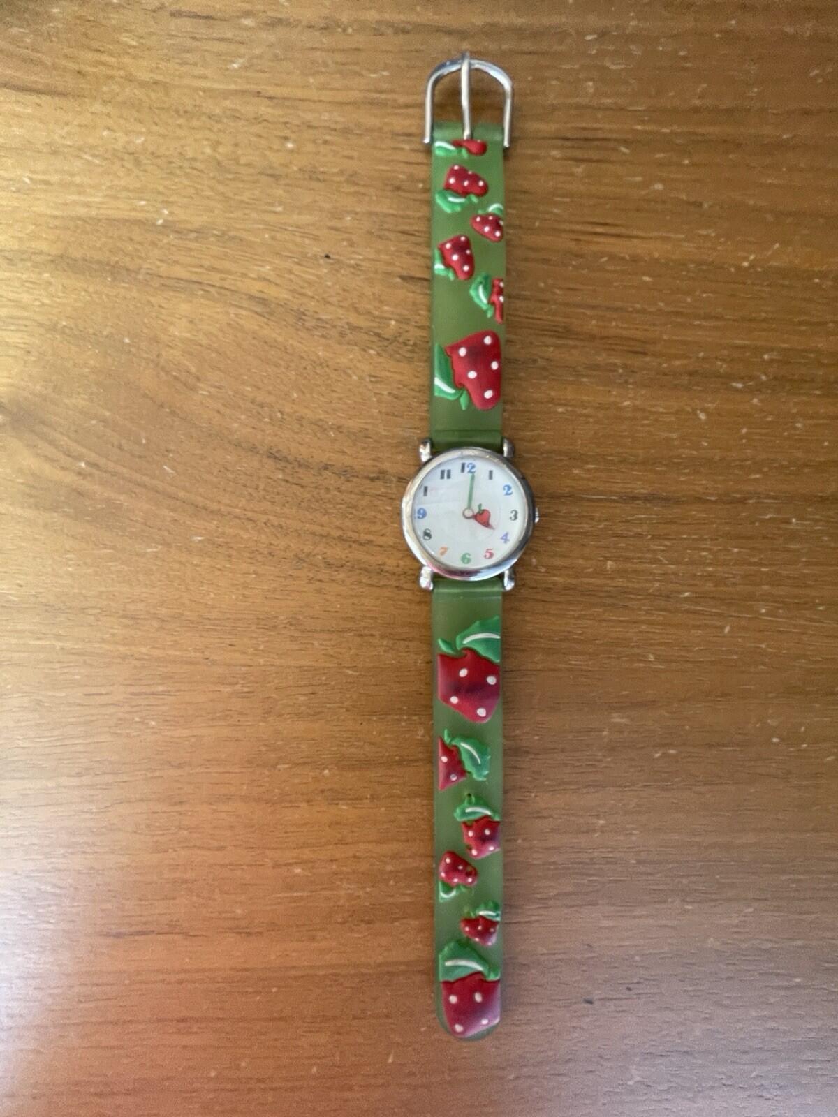 Strawberry Watch Strawberries Watch Green Band For Kid's