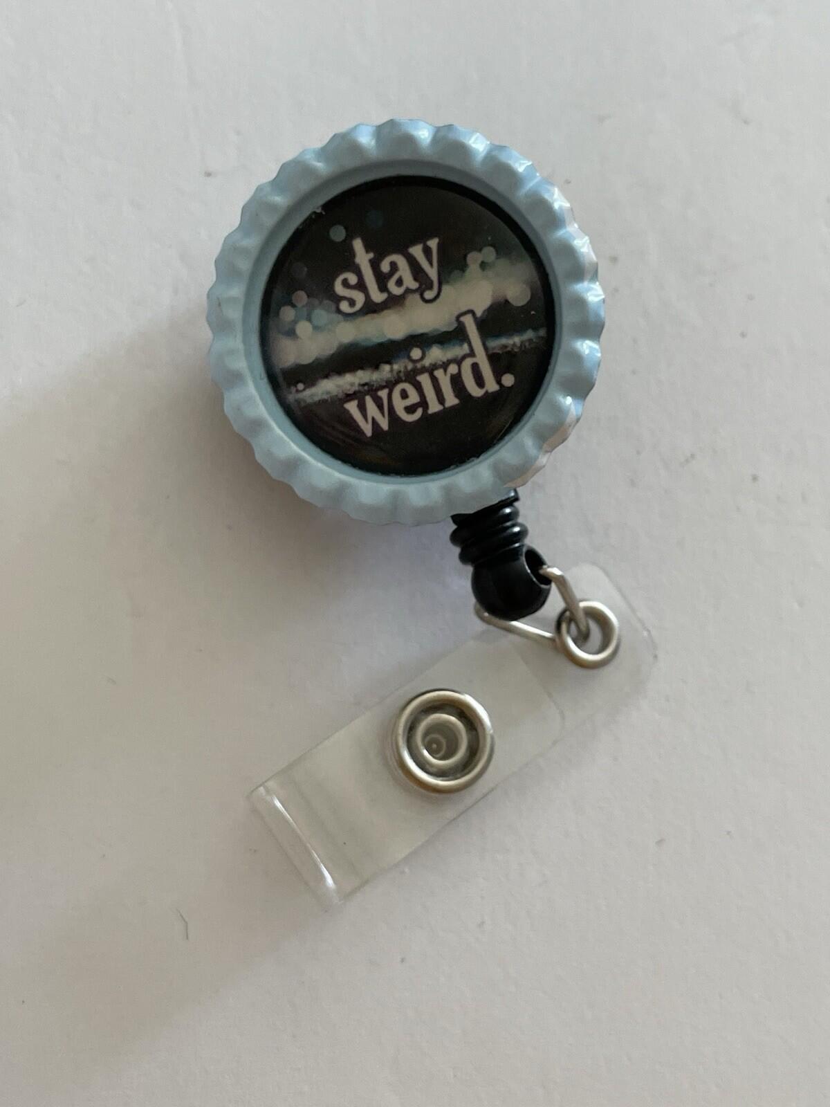 Stay Weird Retractable ID Name Badge Holder Alligator Clip - Image 4
